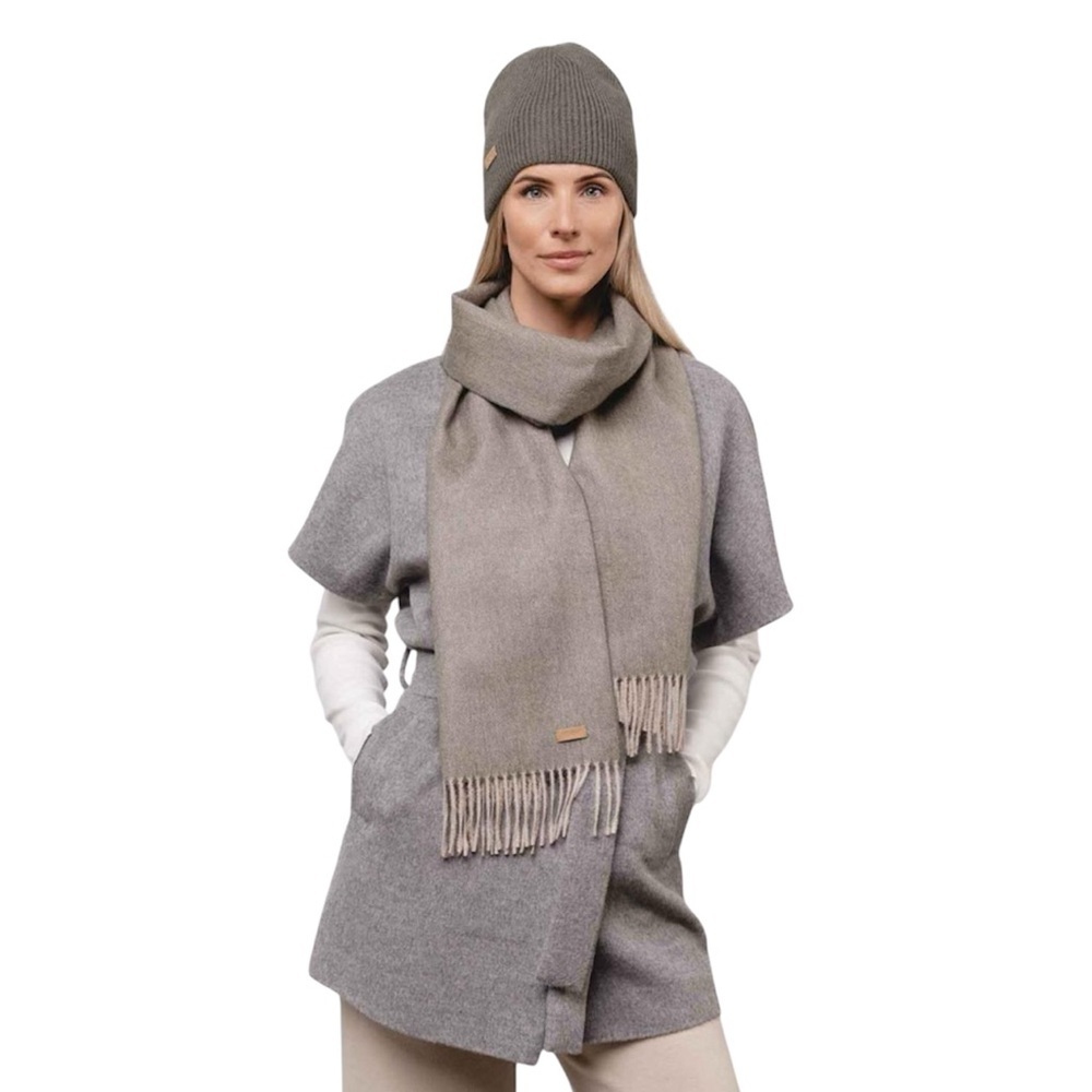 Alpaka Scarf Exclusive‎ Fishbone Beige baby alpaca Scarf with Fringe